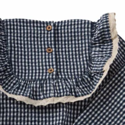 Alice LS Flounce Seersucker Klänning Navy Check