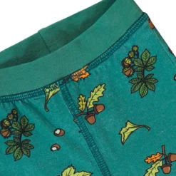 Baby leggings with Fall leavesPetroleum Green