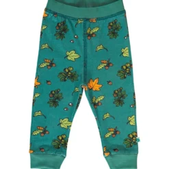 Baby leggings with Fall leavesPetroleum Green