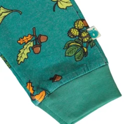 Baby leggings with Fall leavesPetroleum Green