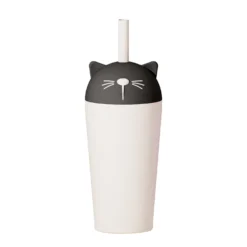 Bestie Cat Isolerad Mugg Med Sugrör Green