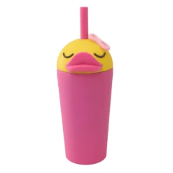 Bestie Ducky Isolerad Mugg Med Sugrör Yellow