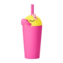 Bestie Ducky Isolerad Mugg Med Sugrör Yellow