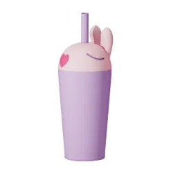 Bestie Sippy Isolerad Mugg Med Sugrör Bunny