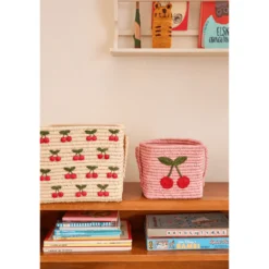 Big Cherry Liten Raffia-korg Pink