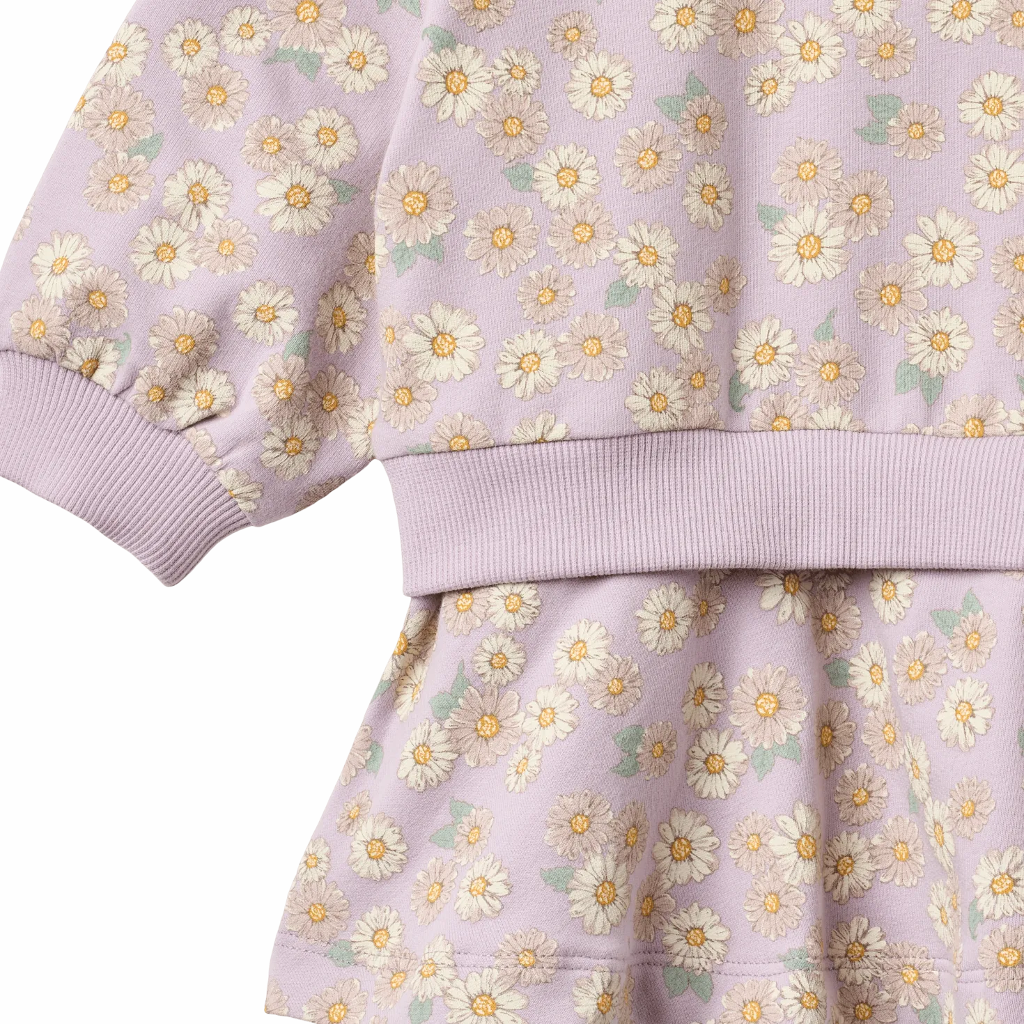 GOTS Maggie Sweatklänning Lavender Daisies