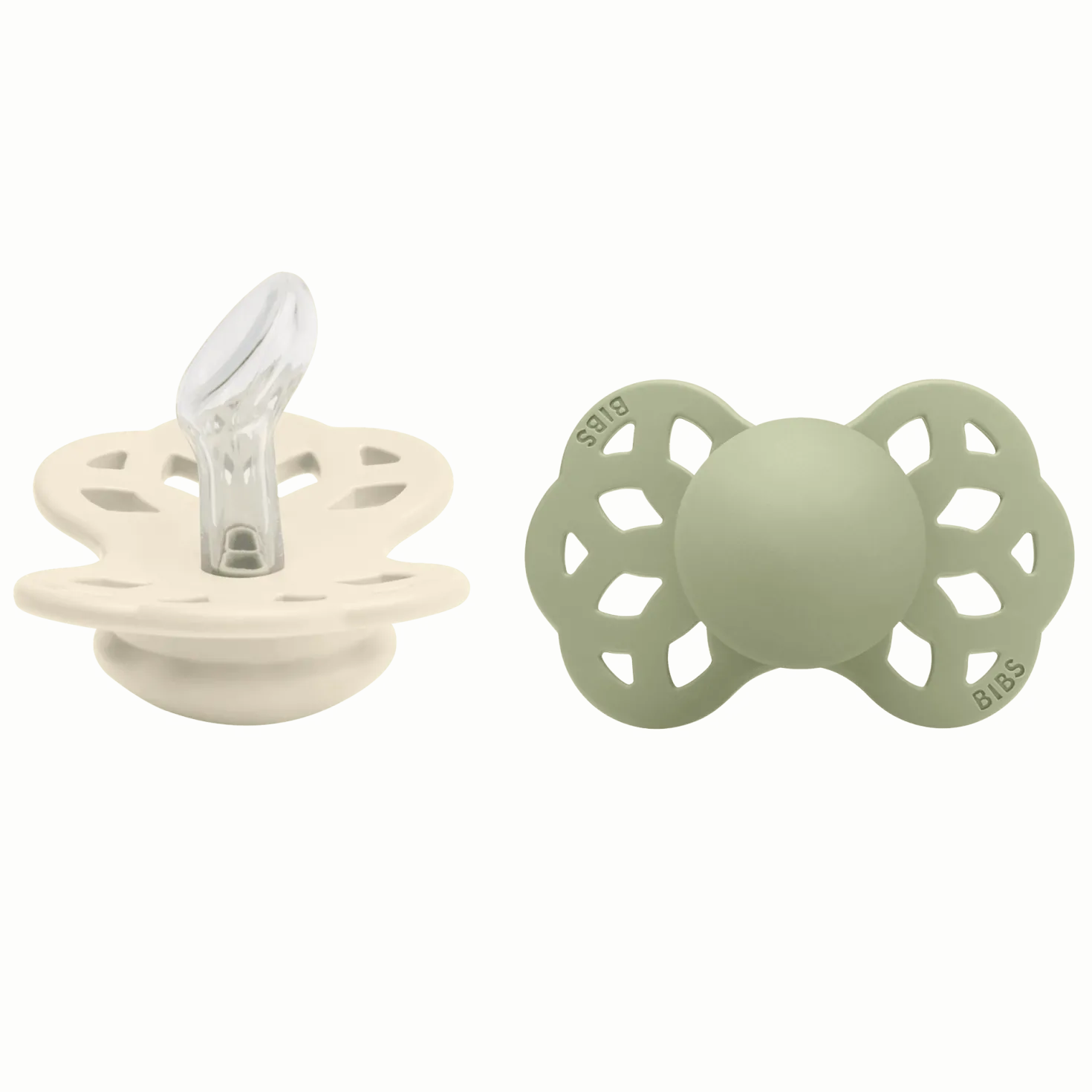 Infinity 2-pack Anatomiska Silikonnappar Ivory Sage