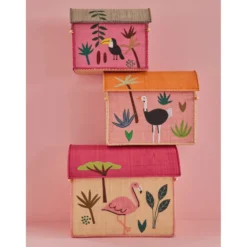 Jungle 3-pack Raffia Förvaringshus Multicolor