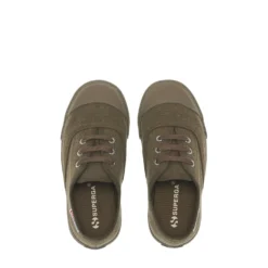 2118 Kids Cotton Stone Wash Sneakers Green Olive White