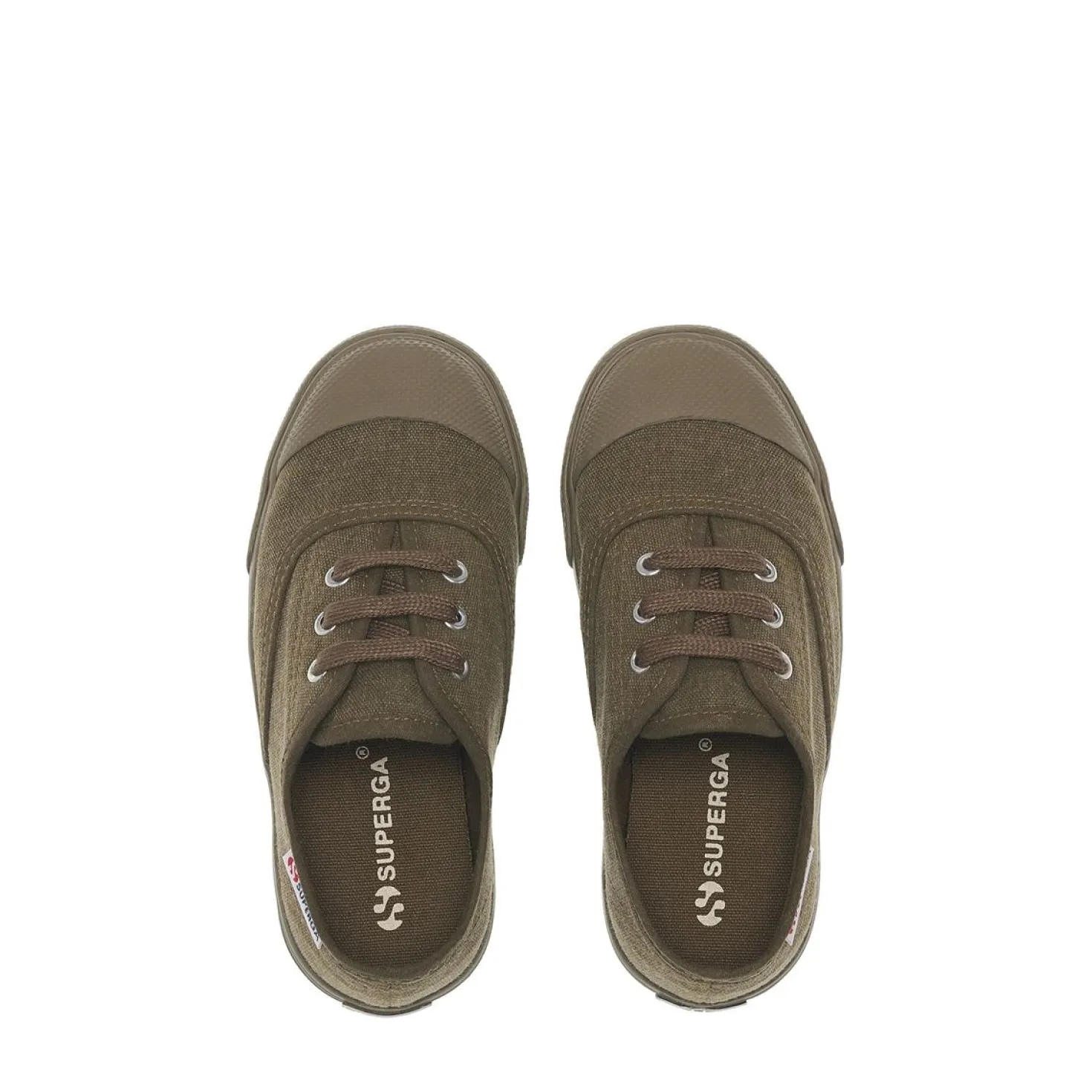 2118 Kids Cotton Stone Wash Sneakers Green Olive White