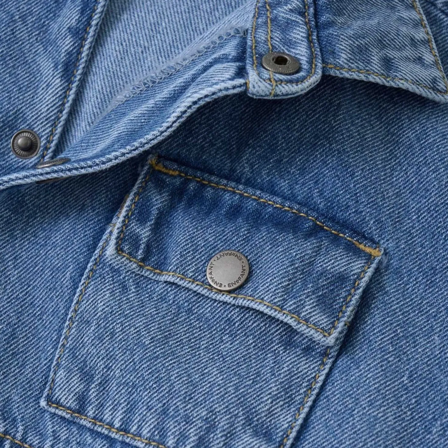 Kortärmad Jeansskjorta Light Denim Blue