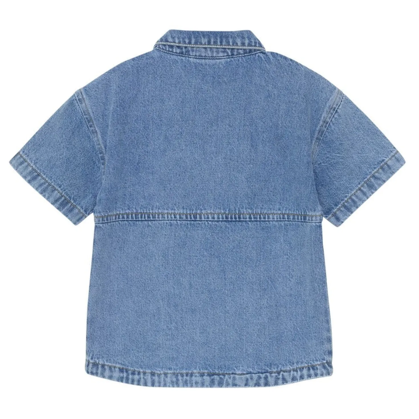 Kortärmad Jeansskjorta Light Denim Blue