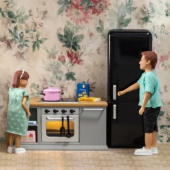 Lundby Spis + Kylskåp Set För Dockhus Grey