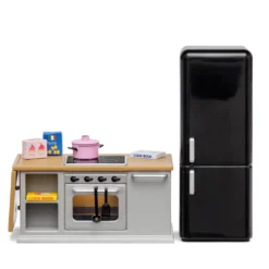 Lundby Spis + Kylskåp Set För Dockhus Grey