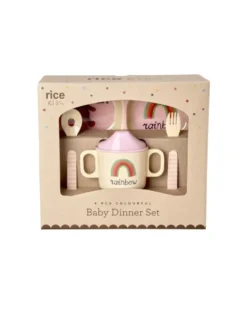 Melamine Baby Dinner Set in Gift Box with Pink ABC Print - 4 pcs