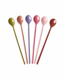 Melamine Latte Spoons in Asst. Solid Colors - Set of 6