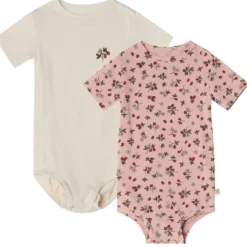 Melvin GOTS 2-pack Mönstrade Baby Bodies Wild Strawberry