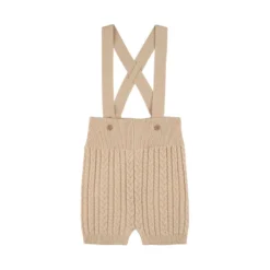 Mini Kabelstickade Shorts Med Hängslen Off White