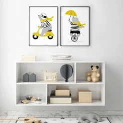 Mr Bear On Unicycle Poster