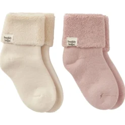 2-Pack GOTS Allan Strumpor Off White/Pink Mauve