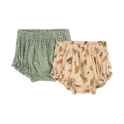 2-Pack GOTS Underbyxor Green Dots/Wild Animals
