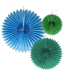 3-pack Pappersfläktar För Fest Blue