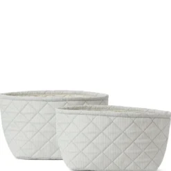 2-pack Randiga Quiltade Förvaringskorgar Blå