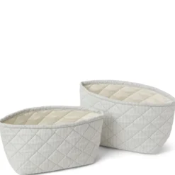 2-pack Randiga Quiltade Förvaringskorgar Blå