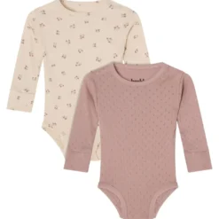 Petter Baby Body Pink Mauve/Flowers 2-Pack