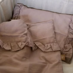 Påslakanset Spjälsäng Mood Volang Dusty Pink