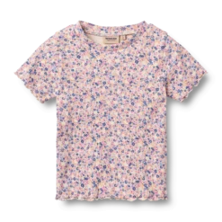 Rib T-shirt S/S Alicia Pink Blue Flowers