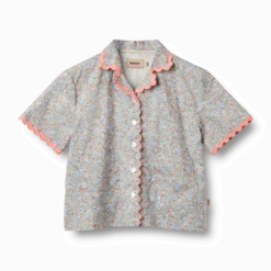 Shirt S/S Lace Vilma Air Blue Flowers
