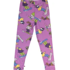 Skiing Children Leggings Dusty Lavender