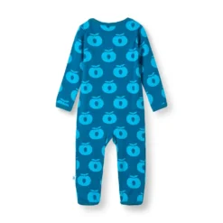 Ulm Långärmad Babydräkt Med Äpplen Blå Vivid Blue