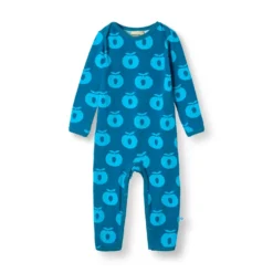 Ulm Långärmad Babydräkt Med Äpplen Blå Vivid Blue