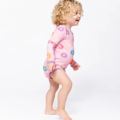 Ulm Long-Sleeved Baby Body with Apples Pink lilac
