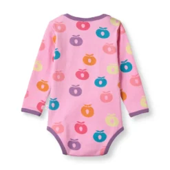 Ulm Long-Sleeved Baby Body with Apples Pink lilac