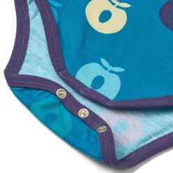 Ulm Long-Sleeved Baby Body with Apples Solid blue